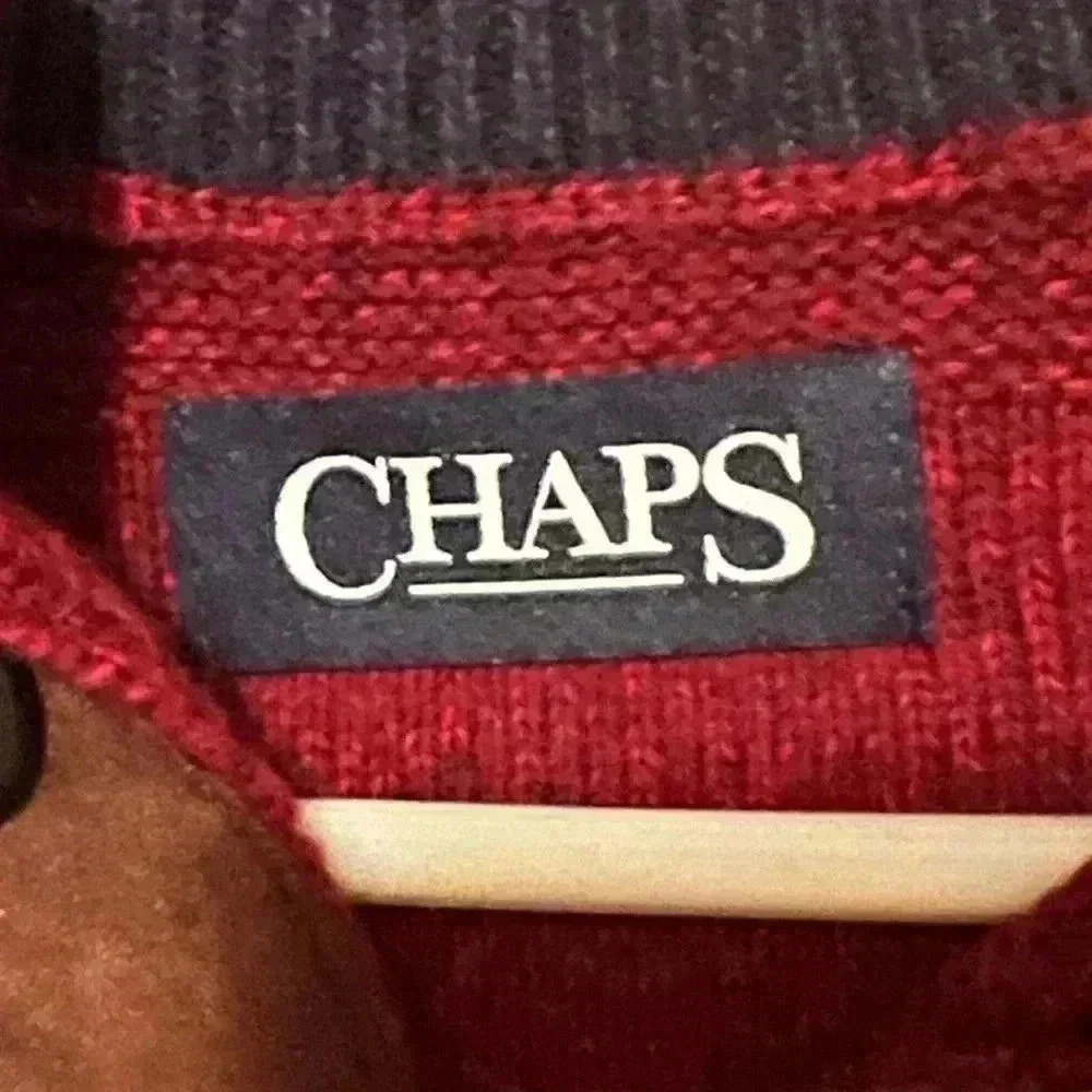 Chaps Mens Pullover Quarter Button Collared Sweater Maroon Size XL - Picture 4 of 5